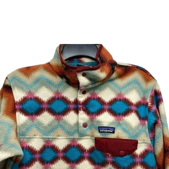 Patagonia Synchilla Snap T Fleece Pullover Timber Twist Aztec Outdoor Women M - Picture 4 of 5